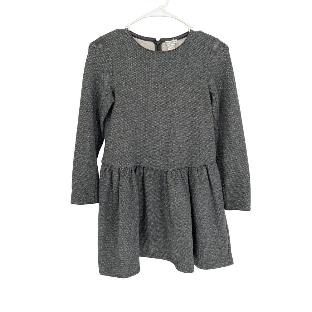 Cyrillus Paris Dress Girls Size 10A 55 EU Gray Gold Glitter Back Zip